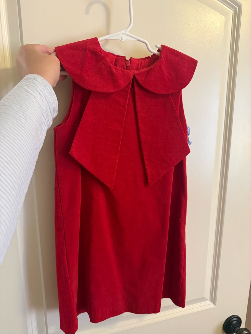 Edgehill Collection Bright Red Corduroy Dress with Statement Collar